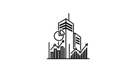 Fototapeta premium Urban financial analytics and growth strategy icon for business development and market progress