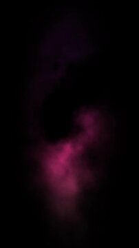 Swirling pink and purple pattern spirals around a central black void