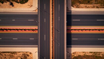 Geometric road junction aerial view showcases urban planning and infrastructure