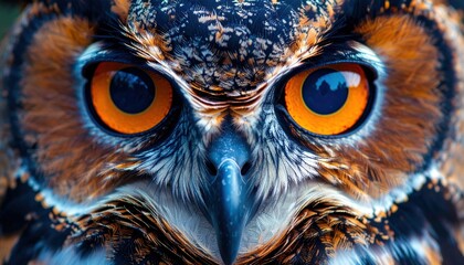 Intense Gaze of an Owl: Detailed Close-Up Revealing Natural Majesty
