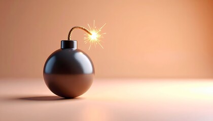 Stylized bomb illustration with burning fuse against a gradient backdrop