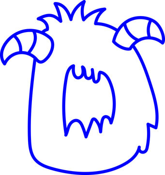 Letter D Monster Outline Horn Concept Playful Kid Fun Coloring Page Laser Stamp Font