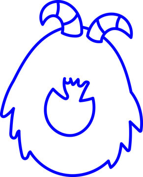 Letter O Monster Outline Horn Concept Playful Kid Fun Coloring Page Laser Stamp Font