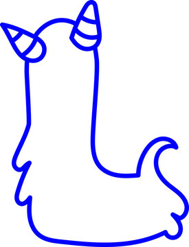 Letter L Monster Outline Horn Concept Playful Kid Fun Coloring Page Laser Stamp Font