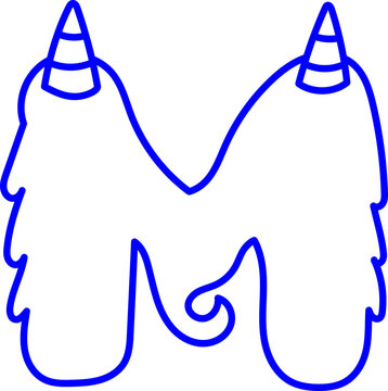 Letter M Monster Outline Horn Concept Playful Kid Fun Coloring Page Laser Stamp Font