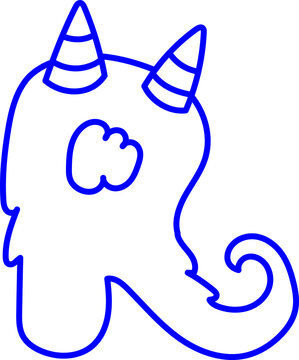 Letter R Monster Outline Horn Concept Playful Kid Fun Coloring Page Laser Stamp Font