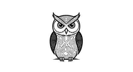 Obraz premium Circuit Board Owl Art Representing Digital Intelligence and Technological Wisdom