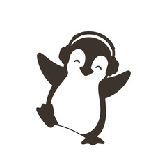 Obraz premium Penguin wearing headphones