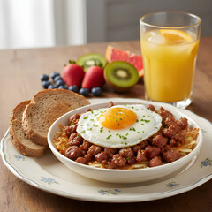 breakfast bowl filled with a variety of fresh fruits toasted