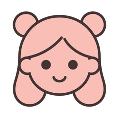 Cute Girl with Bear Ears Flat UI Icon for App Interface