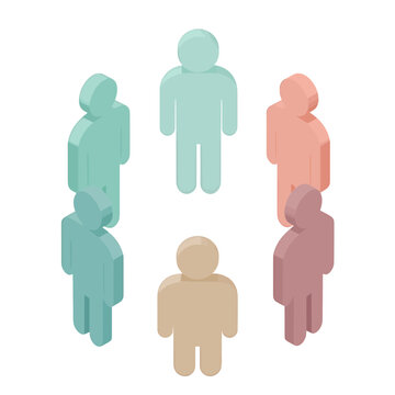 Isometric Group of People UI Icon for Dashboard Interface