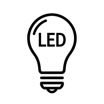 LED Light Bulb Outline Vector Icon for App UI