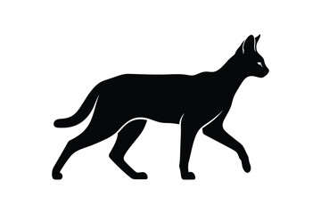 Obraz premium Minimalist Black Cat Silhouette Sleek Feline Side Profile Icon for Pet and Mystery Theme Line Art Vector illustration