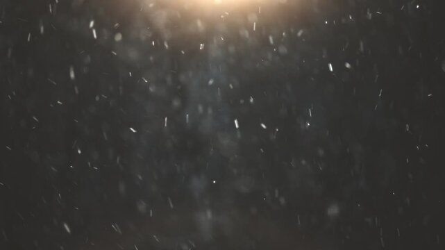 Glowing Snowy Scene. Brightly Lit Snowflakes With Warm Glow Creating Nostalgic Or Romantic Ambiance