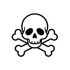Outline Skull and Crossbones Icon for App UI with X Shape