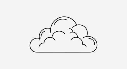 Fototapeta premium Simple outline drawing of a cloud on a light gray background