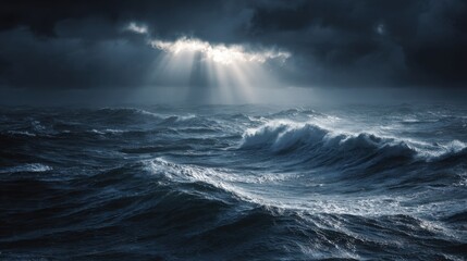 Obraz premium Ocean Waves Under Sunlight