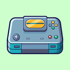 Retro Console Cartoon Illustration with Simple Colors and Bold Black Outlines © SharikaShammi