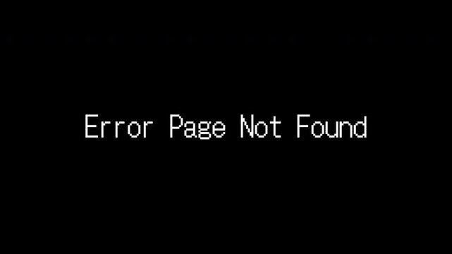 Error text page not found text in bold white letters on a dark background. Suitable for website design projects and technology concepts.