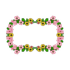 Pixel Art Floral Rectangle Border Frame Decoration
