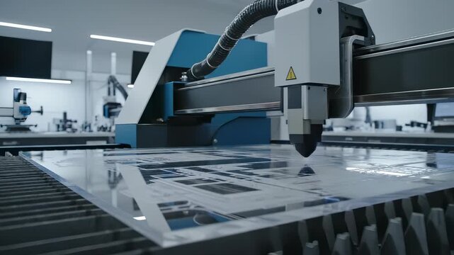 Laser Cutting Machine in Action - Precision Manufacturing Process.