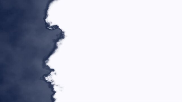 Thin black line undulates beneath drifting blue ink splotches