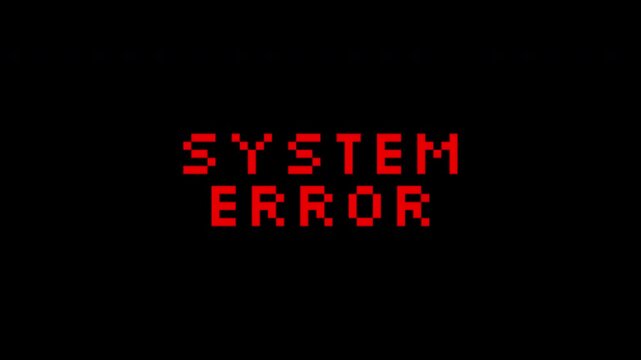 Error text in red pixelated font. Suitable for technology blogs, social media posts, error messages, and digital design projects.