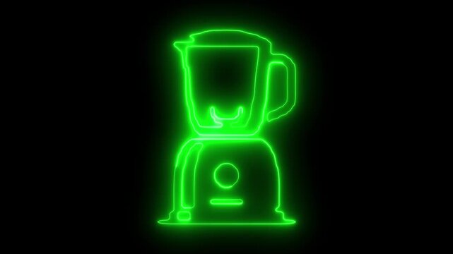 Green Neon Outline Of A Blender On A Black Background kitchen appliance