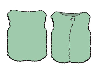 Kids sleeveless fleece jacket vector mockup template technical drawing. © Clothing Design