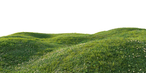 Naklejka premium Hills with grass on a transparent background. 3D rendering. 
