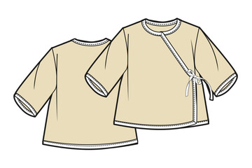 Naklejka premium Baby kimono mockup template vector design technical illustration.