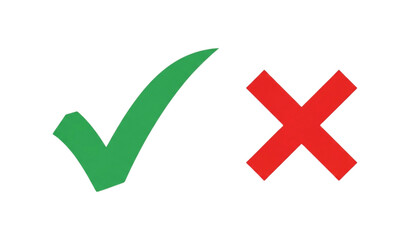 A vector graphic of a green checkmark and a red cross on a white background © Mstshneha