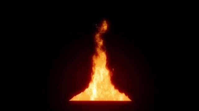 Realistic wall of fire flames burning on black screen background, Loopable Flame, Seamless looping fire with light smoke, Fire flame tourch looping 2D animation with alpha channel