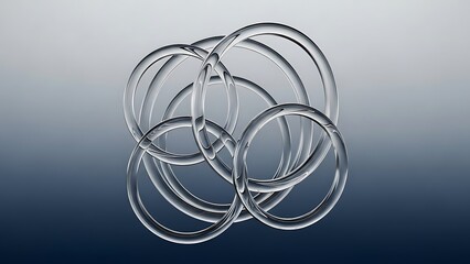 Stacked Transparent Rubber Bands on a Smooth Gradient Background for Creative Design or Product Illustration