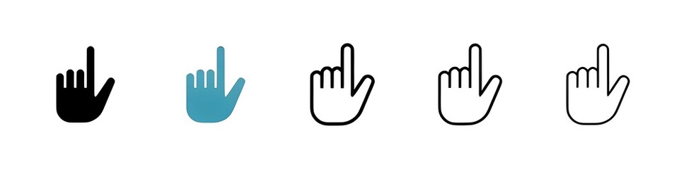 Obraz premium Pointing Hand Cursor Icon Set. Finger Tap Gesture in Flat and Outline Style. Thin line customizable illustration. Contour symbol. Vector isolated outline drawing. Editable stroke