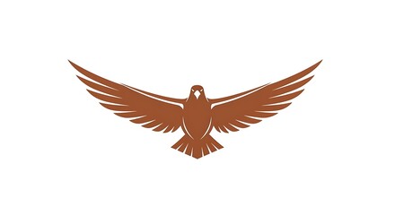 Fototapeta premium Elegant Copper Eagle or Falcon Emblem for Symbolism of Freedom, Power, and Vision, Displayed with Wings Spread Wide on a White Background