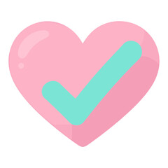 Pink Heart with Check Mark UI Icon for App Interface
