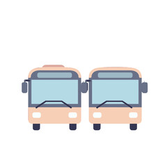 Two Buses Front View Flat UI Icon for Transportation App
