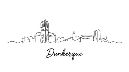 Naklejka premium Dunkerque France city skyline silhouette on white background minimalist continuous line art
