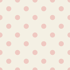 ベージュの背景に中くらいのオレンジベージュのドットをあしらったシームレスパターン