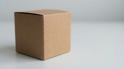 Obraz premium Plain cardboard box sitting on a simple light grey surface