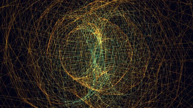 Colossal mechanical astrolabe with 9,800 nested linear segments and glowing plasma trails. Mathematically perfect seamless loop. 4K procedural motion graphic. Massive, dense architectural structure.