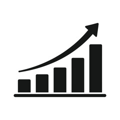 Rising bar chart with upward arrow