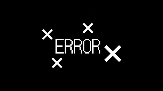 Error text message with white xs ideal for techrelated designs, websites, error alerts, graphic design inspirations, and software development projects.