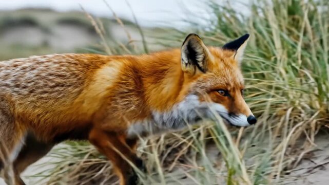 A Beautiful Fox in its Natural Habitat, Close Up.
