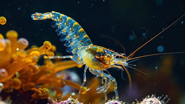 Vibrant Underwater Shrimp - A Colorful Marine Life Display.