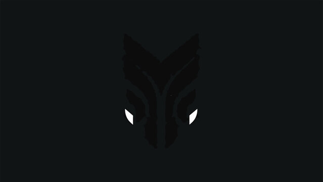 Minimalist Black Panther Mask Emblem on Dark Background.