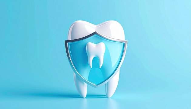 Dental Defense: A pristine, radiant tooth, shielded by a protective barrier, symbolizes the core tenets of oral health.