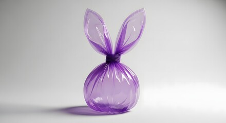 Purple plastic easter bunny on white background