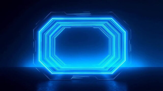 Blue neon futuristic frame